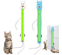 OYCXXCX Juguete de Cuerda voladora para Gatos con Movimiento automático, Juguete Interactivo eléctrico automático para Montar en la Pared, Cuerda voladora con Modos Ajustables para Gatos (White+Blue)