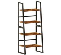 OYE Estantería 2 en 1 con 4 niveles, escalera con 4 estantes, soporte para plantas independiente, para salón, dormitorio, cocina, oficina en casa, diseño industrial, marco de acero, rústico