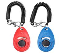 OYEFLY - Juego de 2 clickers para Perros con botón Grande, también para Gatos y Caballos (Rojo y Azul)