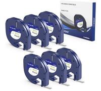 Oyemat 6 Cinta de Etiquetas Compatible Dymo Recambio 91201/91221 12mm x 4m