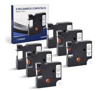 OYEMAT 6 Cintas de Etiquetas Compatible para Dymo D1 45013 S0720530 | 12mm x 7m para Dymo - Negro sobre Blanco - Compatible con LabelManager, LabelPoint y LabelWriter Duo