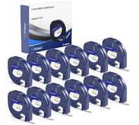 Oyemat Pack 12 Compatible Cinta Dymo Recambio 91201/91221 12mm x 4m