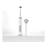 OYHN Espumador de Leche Eléctrico, 3 Velocidades Acero INOX 304 para Café, Leche & Huevos, 1200mAh, Espuma Rápida y Limpieza Fácil - Batidor Doble Incluido,Blanca