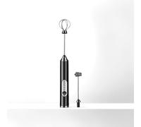 OYHN Espumador de Leche Eléctrico, 3 Velocidades Acero INOX 304 para Café, Leche & Huevos, 1200mAh, Espuma Rápida y Limpieza Fácil - Batidor Doble Incluido,Negro