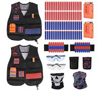 oyhoop 92PCS Chaleco Táctico para Pistolas Nerf N-Strike Elite, 2 Chaleco táctico + 2 Gorra de Camuflaje + 2 muñequera + 2 Gafas Protectoras + 2 Scarf Mask + 2 Quick Reload Clips + 80 Bala Suave.