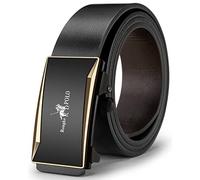 Oyifan Cinturones de cuero negro para hombres, cinturones de trinquete deslizantes automáticos, cinturones casuales de vestir, cinturones de clic cómodos, Negro 32, 38''-44'' Waist Adjustable