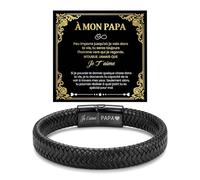 OYIWINMI Brazalete Hombre Regalo Día del Padre Cumpleaños Navidad para Papá, Idea Regalo con Tarjeta, Personalizada Brazalete de Cuero Hombre