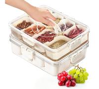 OYIWINMI Caja de aperitivos con 8 compartimentos, cajas de aperitivos con tapa y asa, organizador de platos de aperitivos para dulces, frutos secos, verduras, galletas