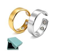 OYIWINMI Lote de 2 Anillos Vitales para Mujeres/Hombres, Anillo Magnético Menopausia para Pérdida de Peso Ansiedad Estrés Mejora de Ronquidos y Calidad del Sueño, Equilibrio Hormonal, Plata/Oro