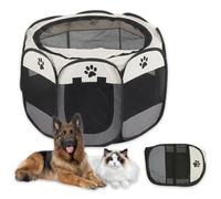 OYIWINMI Parque para cachorros y gatos, plegable, negro, impermeable, portátil, con cubierta de red para perros, gatos, animales pequeños, interior y exterior, 114 x 114 x 60 cm (negro, 114 x 114 x 60
