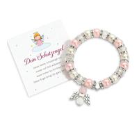 OYIWINMI Regalos de comunión para niñas, regalos de bautizo, pulsera de perlas de ángel de la guarda pulsera con tarjeta, pulsera de comunión, regalos de primera comunión, ángel de la guarda, cruz