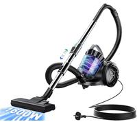 OYLCDI Aspiradora sin bolsa, 1600 W, 70 dB, filtro HEPA, boquilla de suelo para parqué, alfombra, azulejos, potente aspiradora con cable de 5 m = 13 m de radio de acción 2,2 L