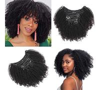 Oylove Hair 9a Grade Clip In Hair Mongolian Afro Kinky Curly Clip In hair 8pcs 18clips/set Mongolian Virgin Human Hair Clip Ins Natural Black Color (1 bundle 14inch, natural black)