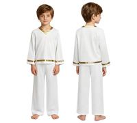 Oyolan Conjunto De Danza Alabanza Litúrgica para Niño Sudadera Culto Litúrgico con Pantalones Anchos Manga Blanco 5-6 años