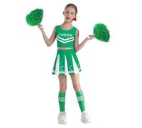Oyolan Disfraz De Animadora Para Fiesta Halloween Carnaval Para Niñas Top Sin Manga Y Falda Plisada De Cintura Elástica Uniforme Colegiala Verde 9-10 años
