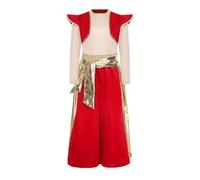 Oyolan Disfraz De Princípe Árabe Para Niños Camiseta De Manga Larga Y Pantalones Bombachos Disfraz Halloween Carnaval Fiesta Rojo 7-8 años