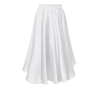 Oyolan Falda De Flamenco para Niña Falda Larga Larga De Baile Falda De Sevillanas Salón Tango Vestido Elegante Midi Ropa De Bailarina Danza Lírica Blanco 3-4 años