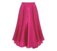 Oyolan Falda De Flamenco para Niña Falda Larga Larga De Baile Falda De Sevillanas Salón Tango Vestido Elegante Midi Ropa De Bailarina Danza Lírica Rosa Caliente 7-8 años