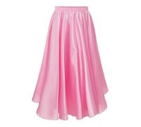 Oyolan Falda De Flamenco para Niña Falda Larga Larga De Baile Falda De Sevillanas Salón Tango Vestido Elegante Midi Ropa De Bailarina Danza Lírica Rosa 3-4 años