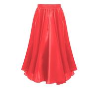 Oyolan Falda De Flamenco para Niña Falda Larga Larga De Baile Falda De Sevillanas Salón Tango Vestido Elegante Midi Ropa De Bailarina Danza Lírica Rojo 11-12 años