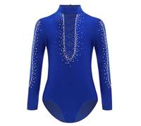 Oyolan Leotardo De Baile Latino Para Niños Maillot De Patinaje Artístico Manga Larga Monos De Baile Gimnasia Body Deportivo Yoga Azul 9-10 años