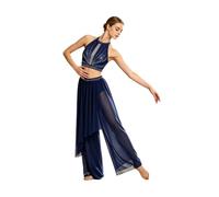 Oyolan Mujer Conjuntos Danza Lírica Piezas Unidos Traje Dos Mujeres Ballet Azul marino M