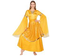 Oyolan Mujer Vestido De Baile De Alabanza para Mujeres Ropa Danza Adoración Iglesia Liturgia Coro Oro XXL