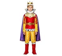 Oyolan Niños Conjunto Disfraz Corona Príncipe Ropa Traje Actuación Libro Cuentos Rojo Amarillo A 9-10 años