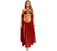 Oyolan Traje Danza Oriental Para Mujer Conjunto Para Danza Del Vientre Sujetador Y Falda Larga Vestido De Princesa Árabe Ropa De Actuación borgoña XL