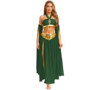 Oyolan Traje Danza Oriental Para Mujer Conjunto Para Danza Del Vientre Sujetador Y Falda Larga Vestido De Princesa Árabe Ropa De Actuación Verde XXL