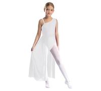 Oyolan Vestido De Danza Lírica Contemporánea para Niña Maillot De Tirante con Falda Tul Body Clásica Disfraz Bailarina De Fiesta Actuación Blanco 9-10 años