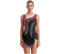 Oyolan Vestido De Gimnasia Rítmica para Mujer Maillot con Falda De Gimnasia Ritmica Vestido De Danza Lírica Dancewear Negro S
