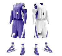 OYouni Camisetas de baloncesto reversibles personalizadas: uniformes personalizados para hombres/niños con nombre y número - camiseta atlética sin mangas, Púrpura y blanco, US