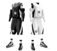 OYouni Camisetas de baloncesto reversibles personalizadas: uniformes personalizados para hombres/niños con nombre y número - camiseta atlética sin mangas, Blanco y negro a, US