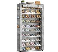OYREL Zapatero Tela de 11 Niveles, Organizador de Zapatos con Funda de Tela,Zapatero Grande y Alto para 50-56 Pares, con Bolsillo Lateral Grande en Ambos Lados, para Armario Entrada