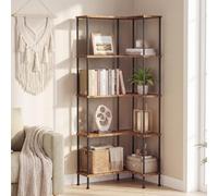 OYRREU Estanteria Esquina 5 Estantes, Libreria Estanteria Industrial Alta | 160H x 60W x 38Dcm, Estantería Esquinera Alta para Salón/Dormitorio/Cocina, Metal y Madera Industrial Rústica, Montaje 15 Min