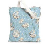 Oyster - Bolsa de lona para mujer, burbujas naturales costeras, algas marinas, color azul, lavable, reutilizable, para compras, brunch, parque, biblioteca, excursiones, 13 x 15 pulgadas