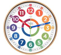 Oyster&Pop Reloj de aprendizaje para niños - Relojes de enseñanza silenciosa de decir la hora - Relojes para niños sin tictac para dormitorios - Relojes de aula para enseñar el tiempo - Los niños