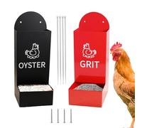 Oyster Shell Feeder for Chickens, Set of 2 Oyster Shell and Grit Feeders, Metal Poultry Feeding Equipment, Coop Accessories, Ideal for Hens and Ducks, 10.24x3.94 Inches