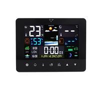 Oytrui Estación de Pronóstico del Tiempo Inalámbrica, Termómetro Digital para Interiores y Exteriores con Predicción del Tiempo de 12 Horas, 2 Relojes Despertadores, Pantalla de Marea