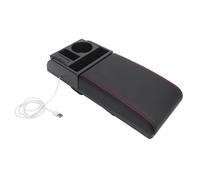 Oytrui Longitud ajustable para consola central, cubierta para reposabrazos con soporte para tazas, suave para codos relajados, bolsa de almacenamiento, puertos de carga USB, ajuste universal para SUV,