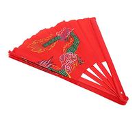 Oytrui Tai Chi Fan Bambú Natural, Color Rojo, Ventilador de Seda Pintado a Mano para Práctica de Baile, Liviano y Resistente, Adecuado para el Entrenamiento de Tai Chi