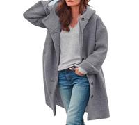 Oyuchga Gabardina para mujer, abrigo largo de lana con capucha, elegante, monocolor, chaqueta de entretiempo, abrigo de invierno, cómodo y cálido, chaqueta de invierno, informal, acolchada, chaqueta