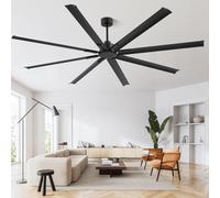 OYYPTDZM - Ventilador de techo industrial de 84 pulgadas, ventilador de techo grande con motor CC, 3 barras descendentes, control remoto de 6 velocidades, 8 cuchillas reversibles, ventiladores de