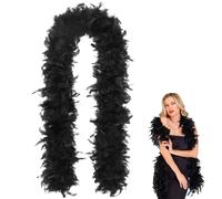 OYZOQ 1 PCS Boa de plumas, plumas negro, longitud aprox. 2 m, accesorio de disfraz, boa de plu-mas, Aplicable a charlestón, años 20, flapper, carnaval, fiesta temática