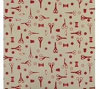 Oz 22220 Couture - Papel Estampado para Manualidades, diseño de Utensilios de Costura, Color Beige y Rojo