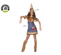 OZ Disfraz de Mago de Oz Espantapájaros para Mujer Adulto, Tallas M-L, 2 Piezas (Vestido y Sombrero)