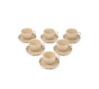 OZ HOME BRICARD Angles - Juego de tazas de espresso para 6 personas, 12 piezas, 6 tazas de espresso de 125 ml con 6 platillos, porcelana topo, apta para lavavajillas, microondas y horno