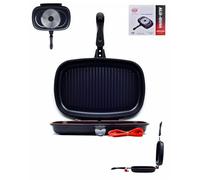 OZ HOME GGS Collection Sartén Parrilla/Sartén de Pescado de Doble Cara 38x25,5 cm Alu-Guss - Inducción adecuada, Revestimiento antiadherente PTFE, cierre magnético, incl. 2 tiras de sellador de