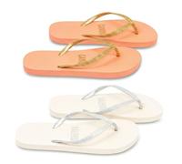 OZABI - Pack de 2 pares de chanclas para mujer con brillo, Mbs01954 - Crema de salmón, 38/39 EU